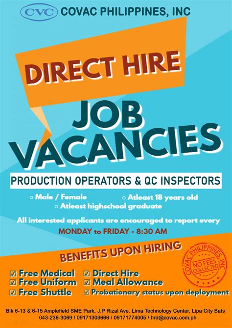 Jobs vacancies in Philippines .